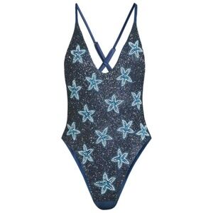 Oceanus Starfish Embroidered Hand-Beaded One Piece Swimsuit (NWT)